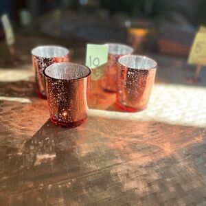Set of Copper Glass Candle Holders